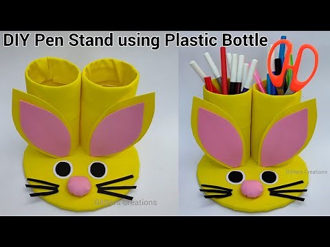 DIY Pen Stand using Plastic Bottle/plastic bottle craft ideas/Pen stand craft ideas/easy Pen stand