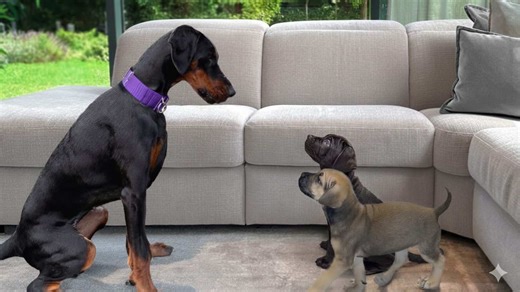 Rescue puppies' mom passed away, our Doberman stepped up