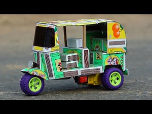 How to make Matchbox Auto Tempo Rickshaw at home - DIY matchbox electric Rickshaw using DC motor