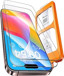 TOCOL for iPhone 16 Plus Screen Protector/iPhone 15 Plus Screen Protector 9H Hardness Military Grade Shatterproof HD Tempered Glass Full Coverage Easy Installation Case Friendly 2 Pack