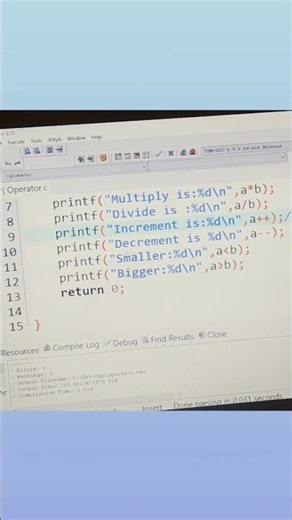 Operators Program In C Language #coding #programming