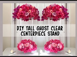 DIY Tall Floral Clear Ghost Wedding Stand / Centerpiece- $27