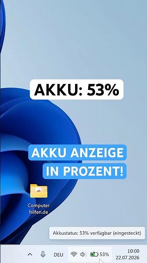 Windows 11: Show Battery Percentage!