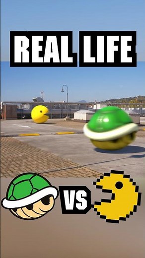 PAC-MAN VS Super Mario Green Shell in Real Life #mario