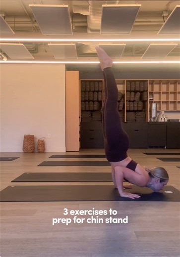 try these 3 exercises to work toward chin stand!! 💌 save to try or teach in class later #yoga #yogateacher #yogapose #chinstand