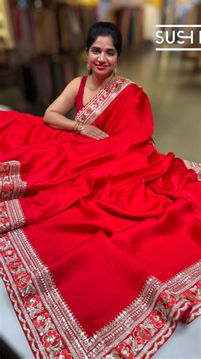 SUSHMI Signatures on Instagram: "Kindly check prices, pics and description in the website using product code provided Shop this saree online only at www.sushmi.studio using Product Search Code : D62F052 & D62F054 Shop offline at our physical store Address : Sushmi Signatures 2nd Floor, Plot No. 5, Brundavan Colony, Kokapet, Hyderabad – 500075 Contact: 90146-18633 Description : Pure satin saree beautifully hemlined with heavy Sabyasachi-inspired borders, exuding regal elegance and timeless charm.