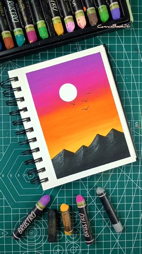 Easy Mountain Scenery Drawing with Oil pastels l Beautiful Landscape
