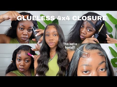 SUPER EASY GLUELESS 4x4 SIDE PART CLOSURE INSTALL FT HURELA HAIR
