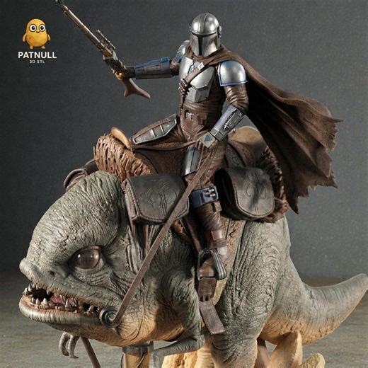 The Mandalorian Riding Blurrg – Star Wars Diorama STL File for 3D Printing - Etsy