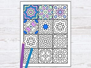 Islamic Geometric Tile Coloring Page: Mosaic Design (PDF Instant Download) - Etsy UK