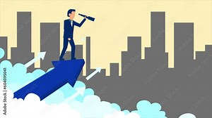 leadership video, leader showing a way, team leader beyond the sky animated video 2D