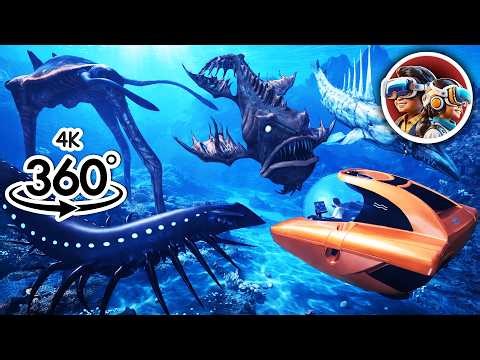 360 Deep Ocean Exploration with an Underwater Ship & Giant Sea Monsters in 4K