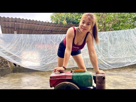 The challenge for the female mechanic: repairing an abandoned mini-engine.