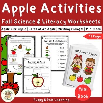Apple Activities Pack | Life Cycle, Parts, Writing & Mini Book for PreK – 2nd