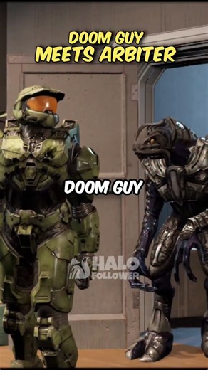 Doom Guy Meets Arby... #halo #doomslayer #Masterchief #arbiter Full video on Youtube (link in bio) CHIEF N DOOM Episode 4 | Halo Follower