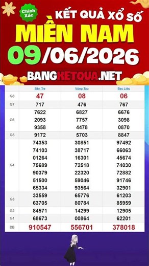 Kết quả xổ số miền Nam ngày 9/6/2026 - XS miền Nam - XSMN thứ 3 - xosomiennam