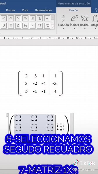 INSERTAR MATRIZ EN WORD #tutoriales #tips #th3engineer #tutorials #trucos #aprendeentiktok #aprenderonline #word
