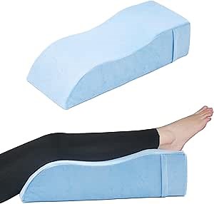 Leg Elevation Pillows for After Surgery, Leg Elevation Pillow for Injuries, or Rest, Memory Foam Wedge Pillow for Swelling, Circulation, Pain Relief, Leg Support Pillows w/Washable Cover (Single Leg)