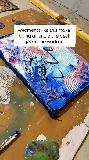 12 reactions | My nephew came by the studio, and we had a blast! We managed to create a beautiful, energetic, abstract piece. He took the lead, chose colors and different tools I had available. And nailed it! P.S. I’ve asked permission to post this for the haters • • • #art #abstractart #nephew #uncle #modernart #artoftheday #artist #create #artgallery #artwork #asmr #teachthemyoung #teacherlife | Even Odden | Facebook