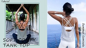 Watch open back yoga gym tank top on Amazon Live