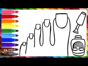 Drawing And Coloring A Foot With Rainbow Nailpolish And Glitter 🦶💅🌈 Drawings For Kids