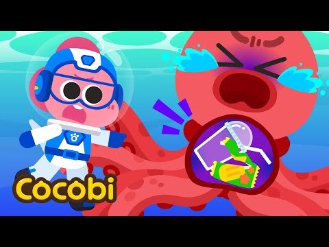 Equipe de resgate do mar, socorro! O polvo comeu lixo!🚨🐙 | Canções para Crianças | Cocobi