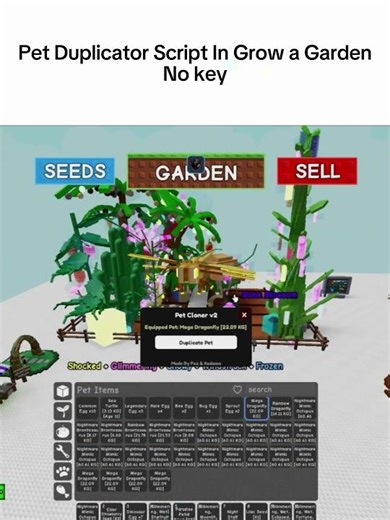 Pet Duplicator Script In Grow a Garden #roblox #growagarden #fypシ #foryou #viral