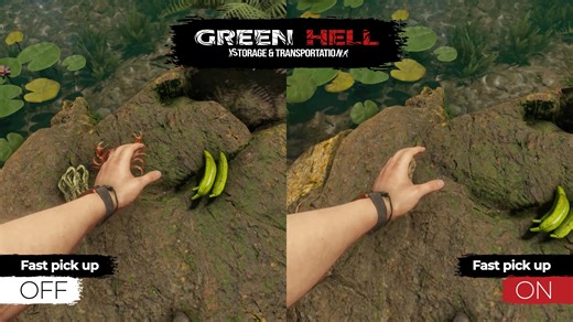 With the upcoming Steam Patch, players will no longer have to wait for an animation to finish to pick up another item. 🪢🦀🍌 The faster you click, the faster you pick! You will be able to choose this in Game Options. | Green Hell