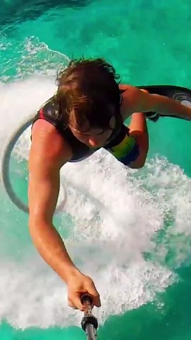 A water hoverboard performance captured on camera