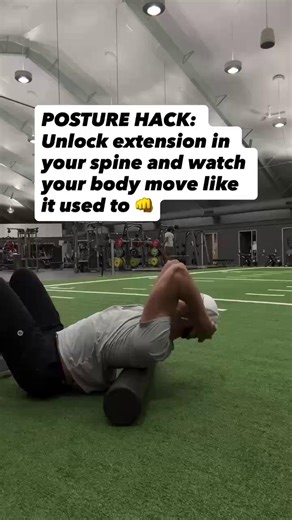 4.3K views · 15 reactions | A simple foam roller extension is a great way to warm up and improve thoracic mobility. PRO TIP: Keep elbows together to move the shoulder blades and increase range. Consistency makes a big difference—results grow over time! : @chicagobackdoc #posturehack #posture #posturecorrection #extension #thoracicmobility | OPTP | Facebook
