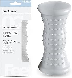 Brookstone Foot Roller Massager Plantar Fasciitis - Hot and Cold Foot Roller Massage for Tension Relief - Microwave & Freezer Safe - Relax The Muscles with Plantar Fasciitis Rollers (Gray)