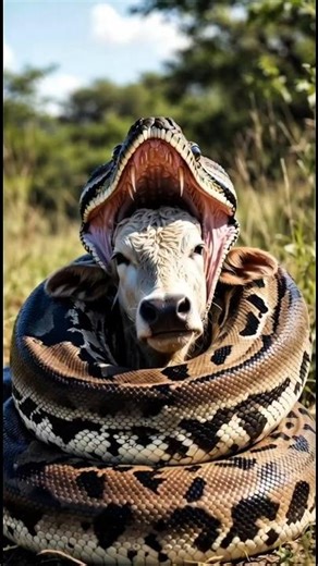 Giant Python Attacks Exhausted Cow | Emergency Rescue Caught On Camera🐄🐍 #animalrescue