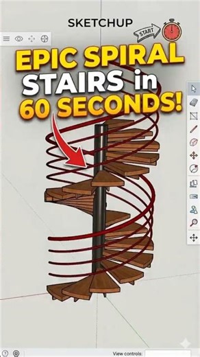 SketchUp Secret Trick 🤯 Create Spiral Stairs in 60 Seconds! Easy SketchUp Tutorial #shorts #tutorial