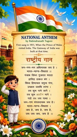 Learn India's 🇮🇳🇮🇳National Anthem – Jana Gana Mana with its full lyrics and easy meaning in one🇮🇳🇮🇳