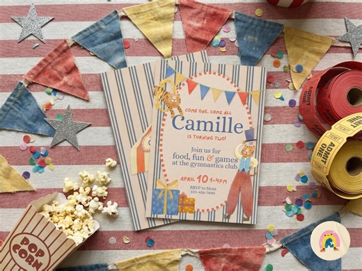 Animal Circus Themed Birthday Invitation | Any Age, Customizable Canva Invite, Vintage Circus - Etsy