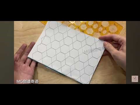 English Paper Piecing Hexagon Tutorial use 5 patterns assorted template ruler 如何剪六角形纸教程