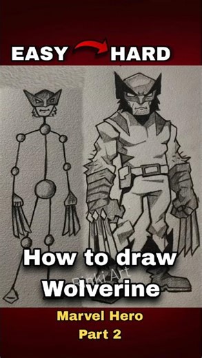 How to draw wolverine ✨ l Marvel Hero part -2 #drawing #tutorial #marvel #wolverine #shorts #art