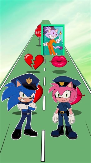 EPIC KISS vs Police Run: Sonic vs. Amy Rose Day 93 Challenge! #SonicTheHedgehog #Sonic #Shorts
