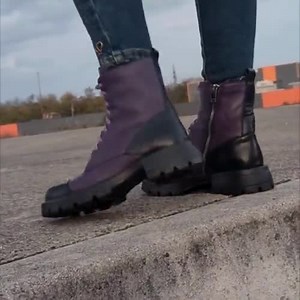 Purple Leather Ankle Boots: Handmade Winter Grunge Shoes - Etsy