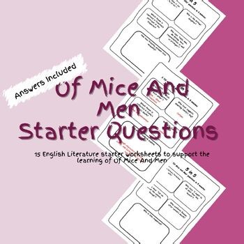English Literature Of Mice And Men Starter Questions Worksheets PDF