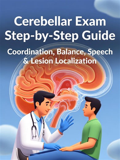 Cerebellar Exam Step-by-Step Guide Coordination, Balance, Speech, Eye Movements Lesion Localization Master the cerebellar exam with this step-by-step guide for medical students, neurology residents, and healthcare professionals. Learn how to systematically assess coordination, balance, speech, and eye movements, and understand how to localize cerebellar lesions based on clinical signs. This tutorial covers: Posture and gait assessment for truncal vs limb ataxia Limb coordination tests like finge