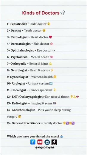 Did you know there are many kinds of doctors? Here are a few!