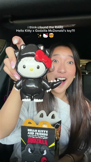 unboxing the RARE Hello Kitty x Godzilla McDonald’s toy?!! 🤯♥️ #happymeal #mcdonalds #hellokitty