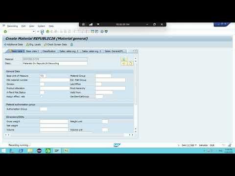Creating material At MM01 And Recording using SHDB