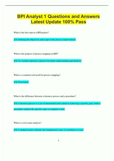 BPI Analyst 1 Questions and Answers Latest Update 100 Pass1514