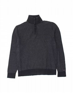 Vintage Tommy Hilfiger Button Neck Sweatshirt Jumper XL In Blue | ASOS