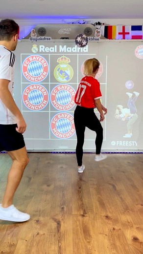 3.9M views · 2K reactions | Never ending game between Bayern vs Real Madrid ⚽️⚽️ Patrick Bäurer | Aguśka Female Freestyle Football | Facebook