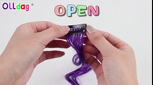 10 PCS Purple Hair Extensions, Curly Wavy Synthetic Hairpieces Clip in Rainbow Neon Party Highlights, Colorful Hair Accessories for Women 17 Inch (Dark Purple)