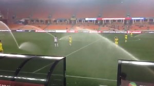 Ooops! Sprinklers go off during Olympic-qualifier soccer match at BBVA Compass Stadium