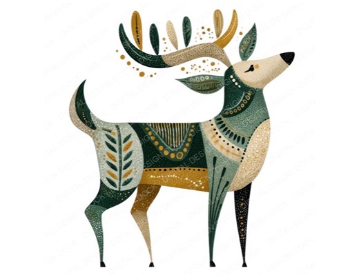 Deer PNG Clipart, 12x Folk Art Deer Clipart Set, Printable Watercolor Clip Art, Paper Crafts, JPG Digital Download, Transparent PNG Files - Etsy